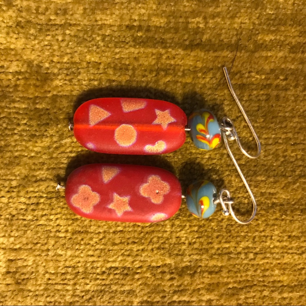 Handmade one of a kind glass bead earrings